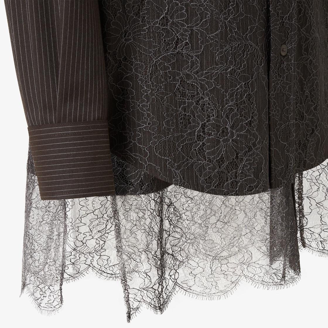 Shirt Black pinstriped wool and lace shirt Product Image