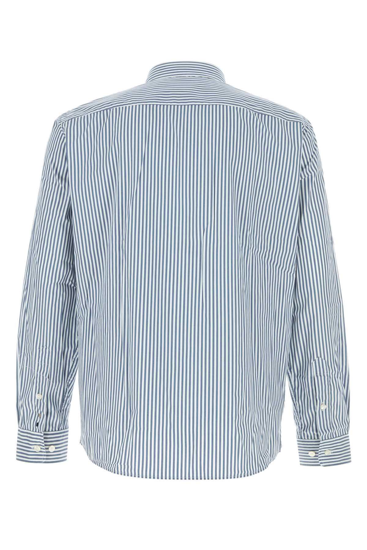 HUGO BOSS Embroidered Logo Striped Shirt In 425mediumblue Product Image
