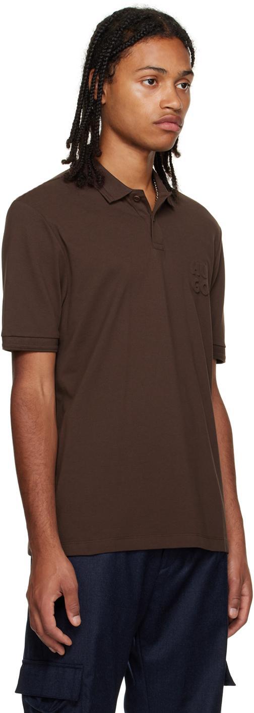 HUGO BOSS Brown Embossed Polo In Dark Brown 201 Product Image