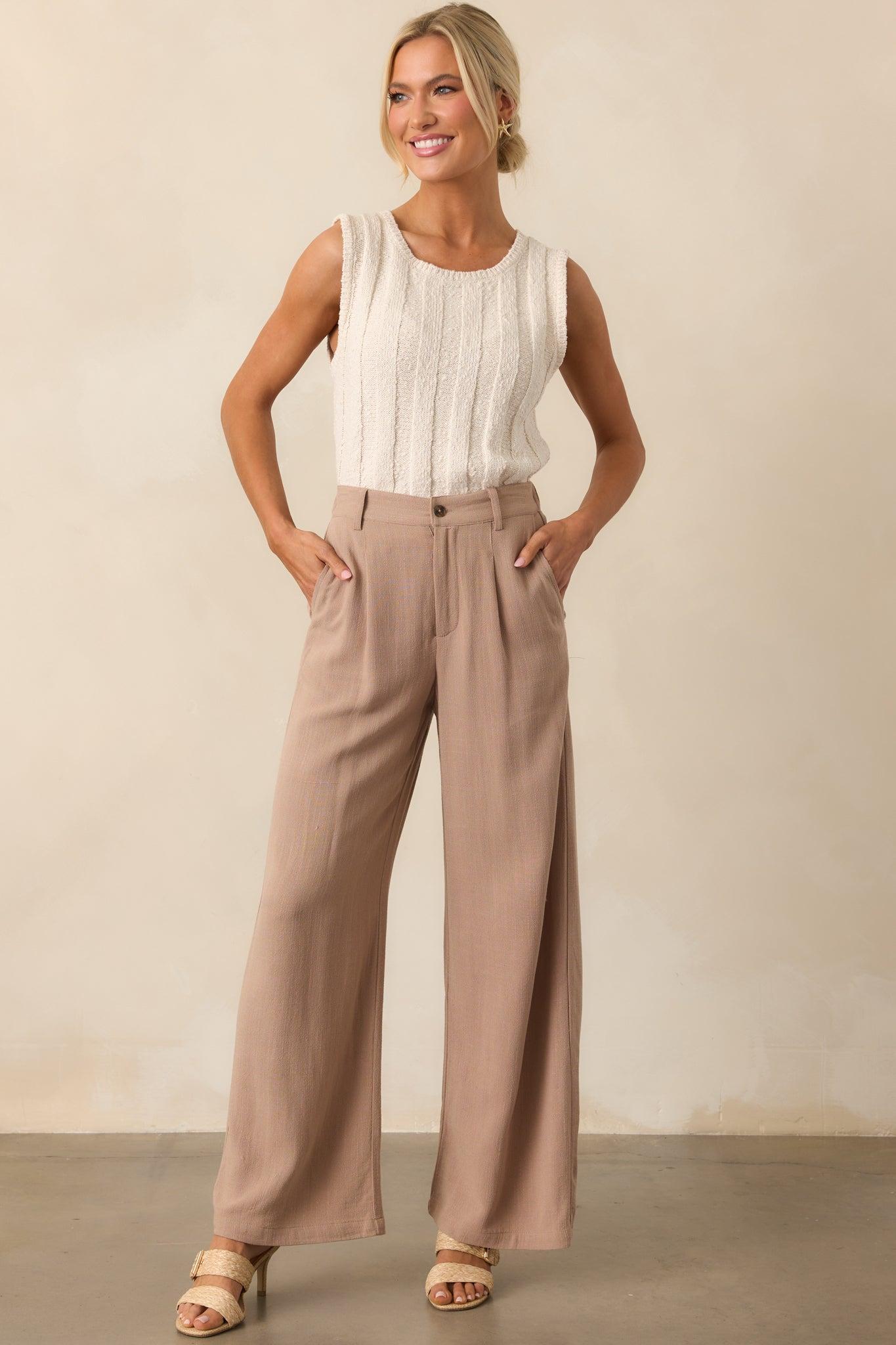 Z Supply Tan Iced Coffee Vista Linen Pant Product Image