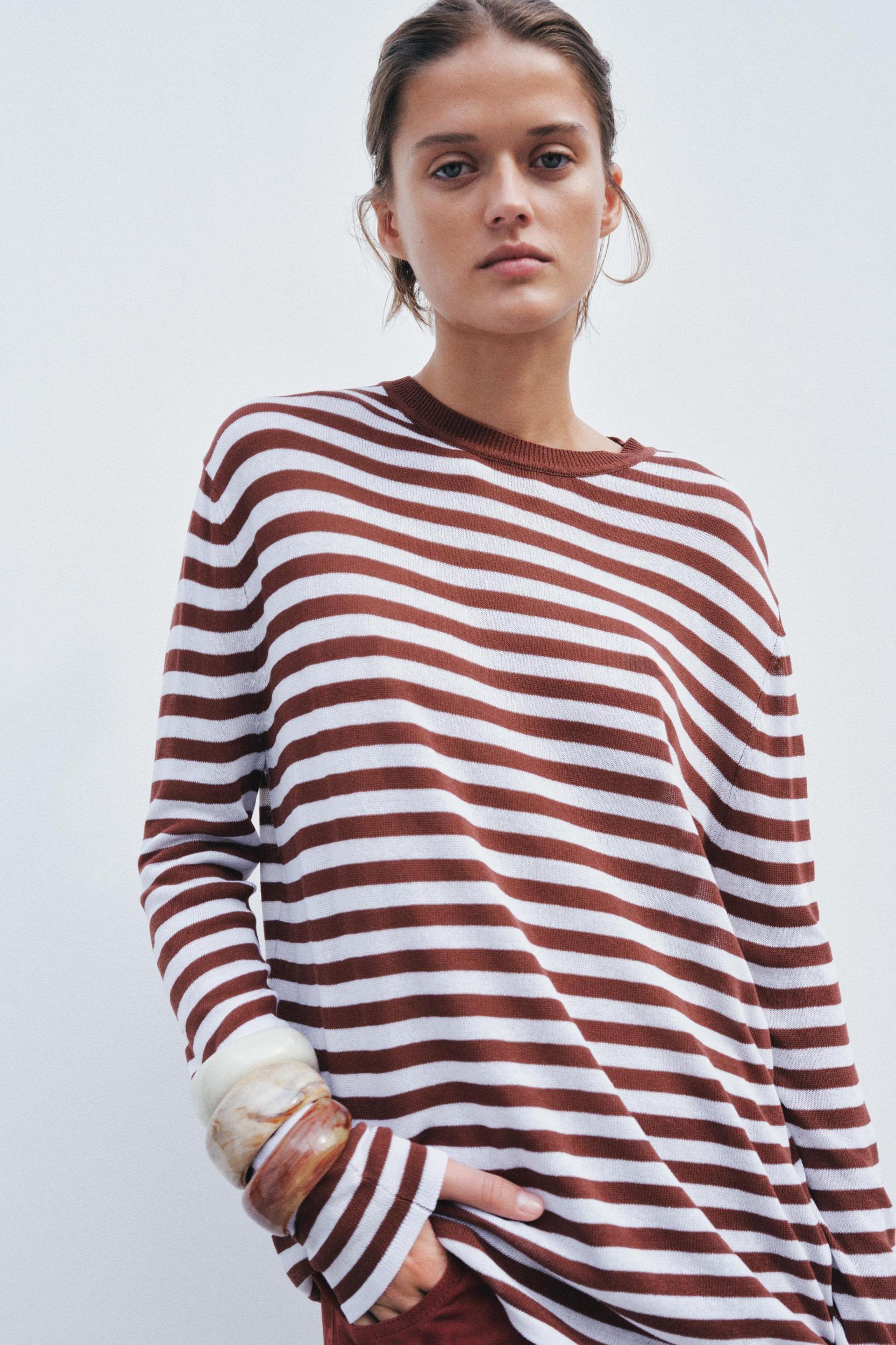 RUSTIC STRIPED KNIT SWEATER Product Image