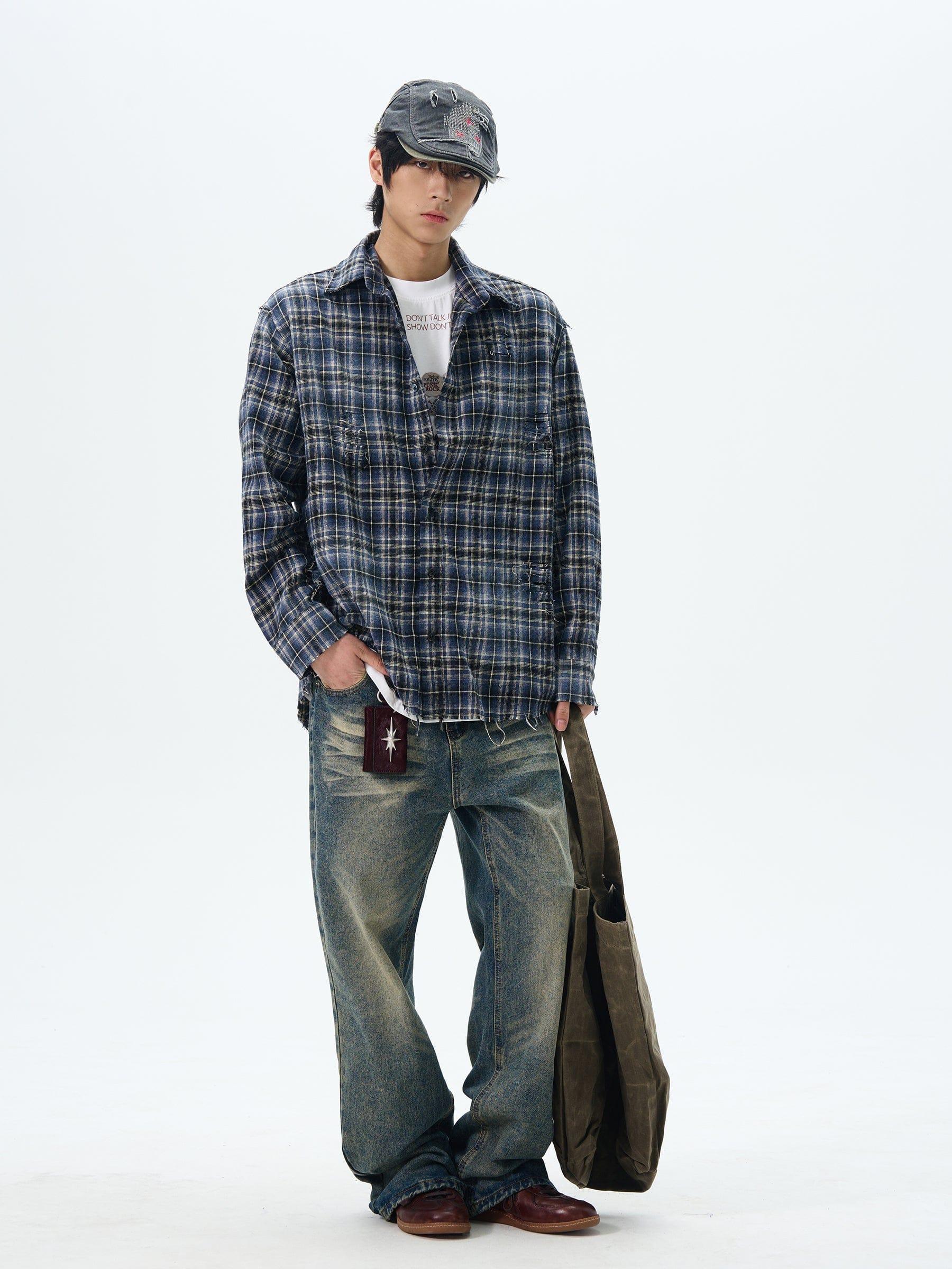 RT No. 12628 WASHED BLUE DENIM STRAIGHT JEANS Product Image