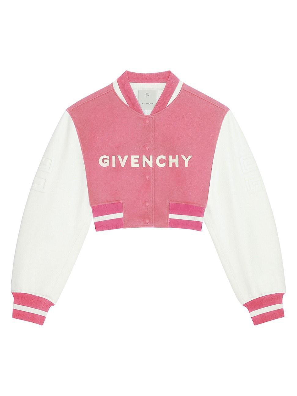 Cropped Varsity Jacket with Logo Detail Product Image