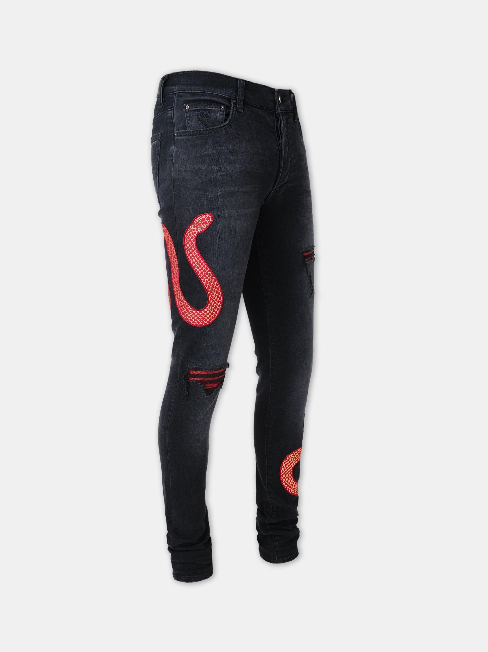 AMIRI SNAKE SKINNY JEAN - Vintage Black Male Product Image