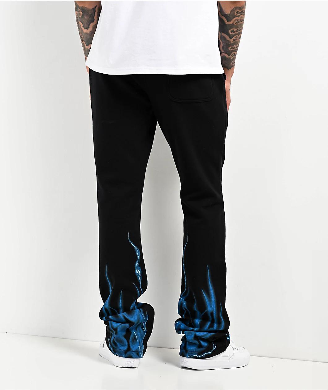 Ninth Hall Race Black Signal Stacked Flare Sweatpants Product Image