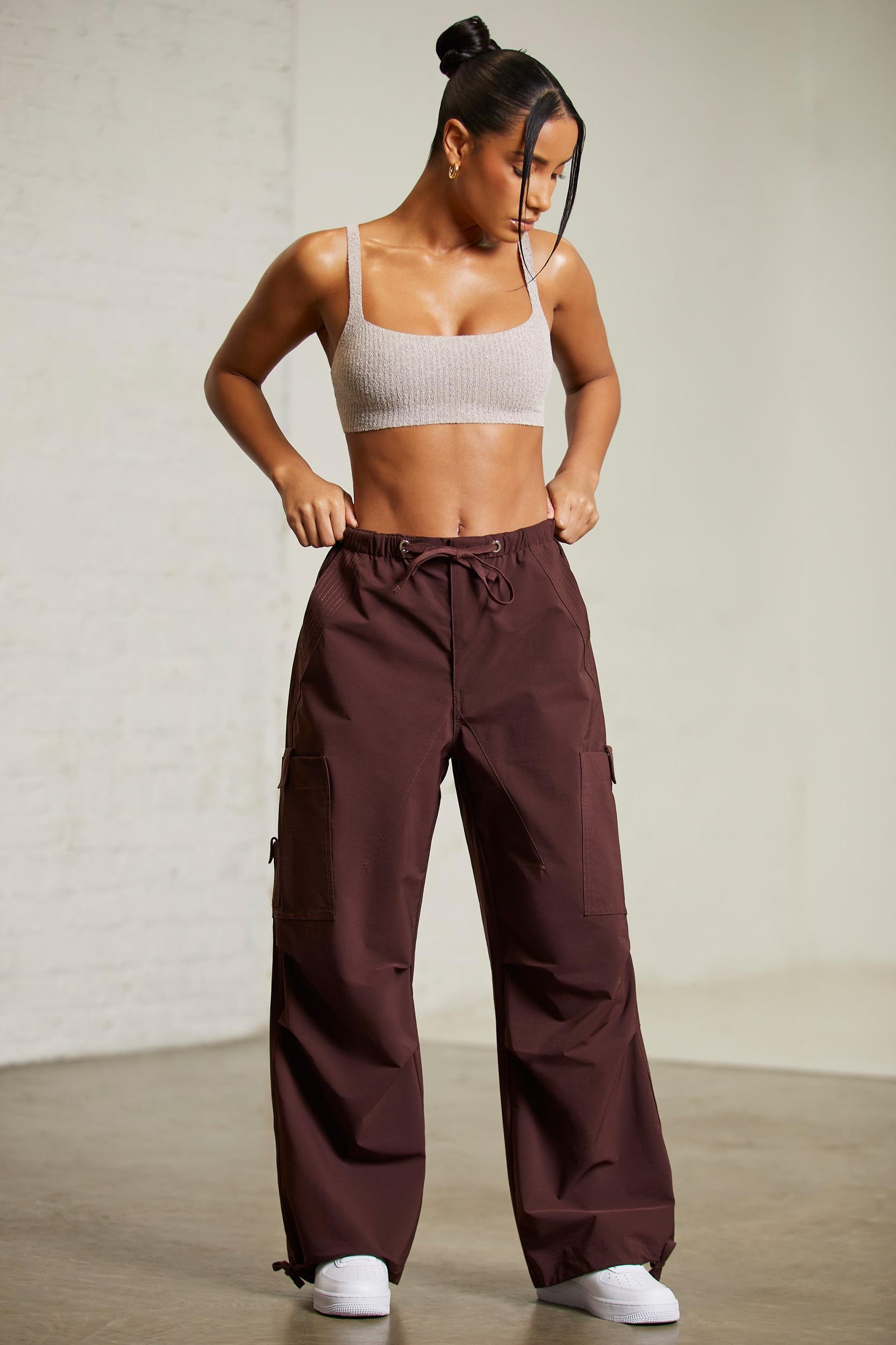 Wide Leg Cargo Trousers in Brown Product Image