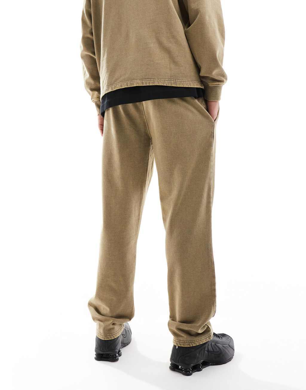ASOS DESIGN straight leg sweatpants in washed brown - part of a set Product Image