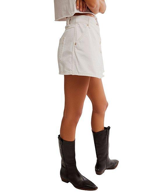 Free People Wynne Asymmetrical Wrap Denim Mini Skirt Product Image