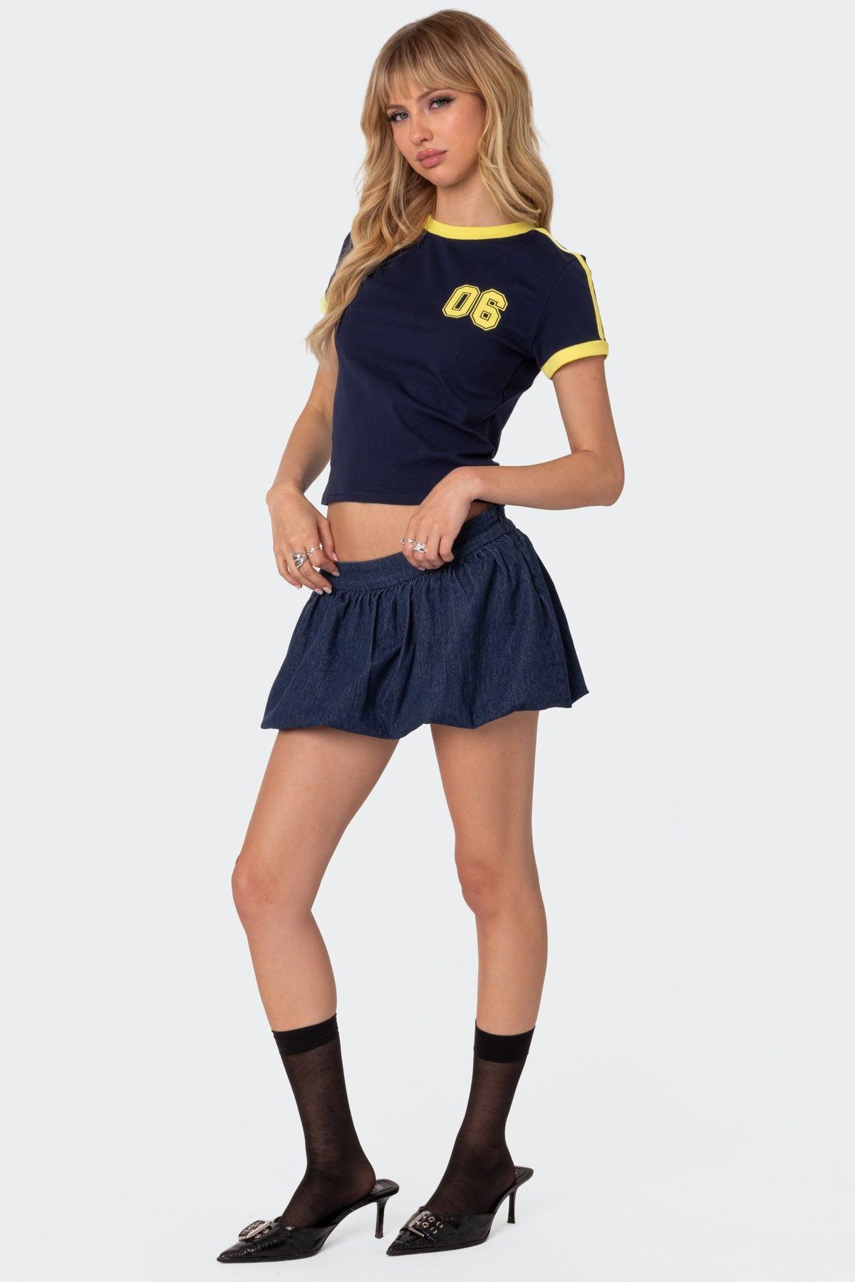 Denim Bubble Micro Skort Product Image
