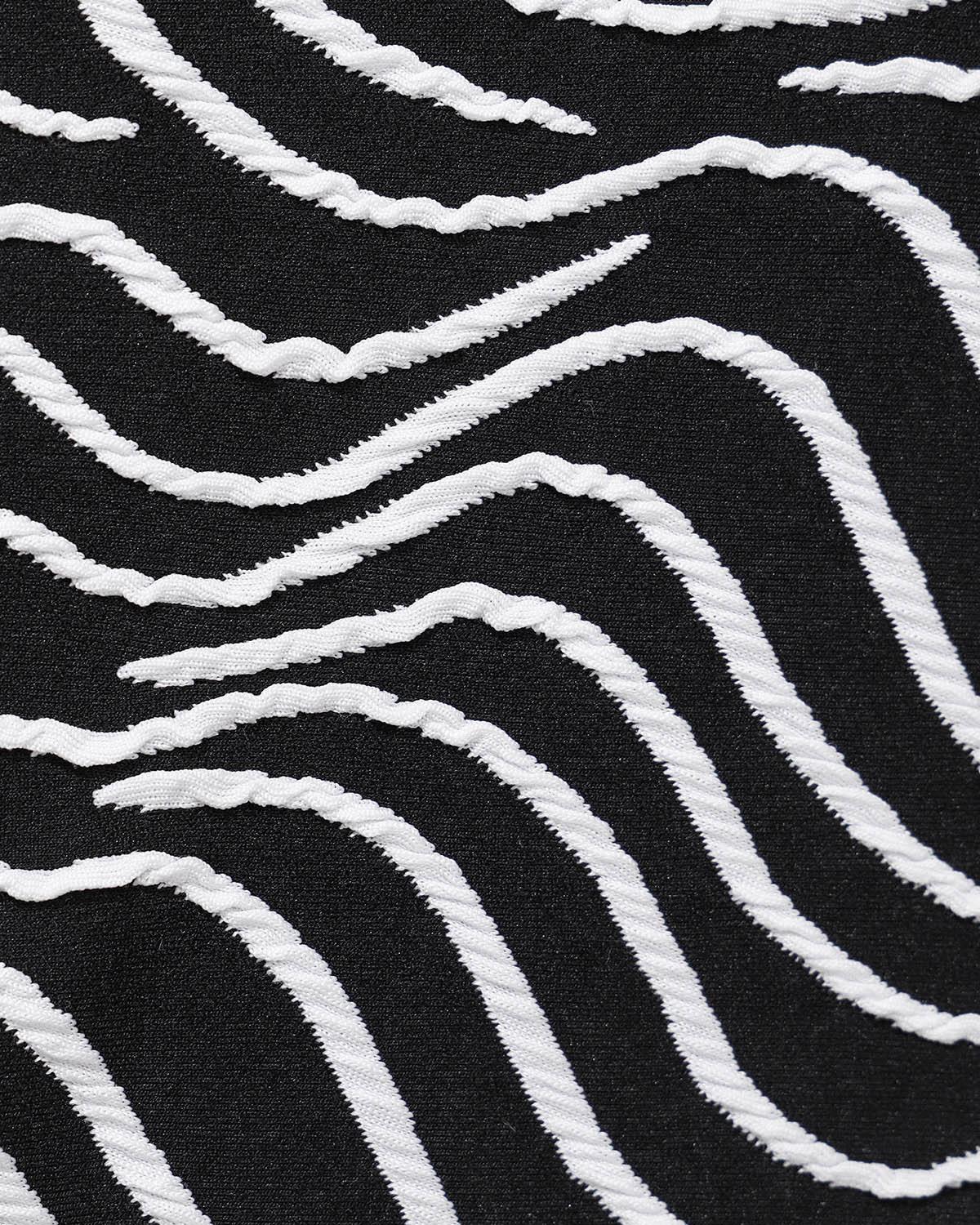 Black Knitted Zebra Print Two-Tone Bikini Set Product Image