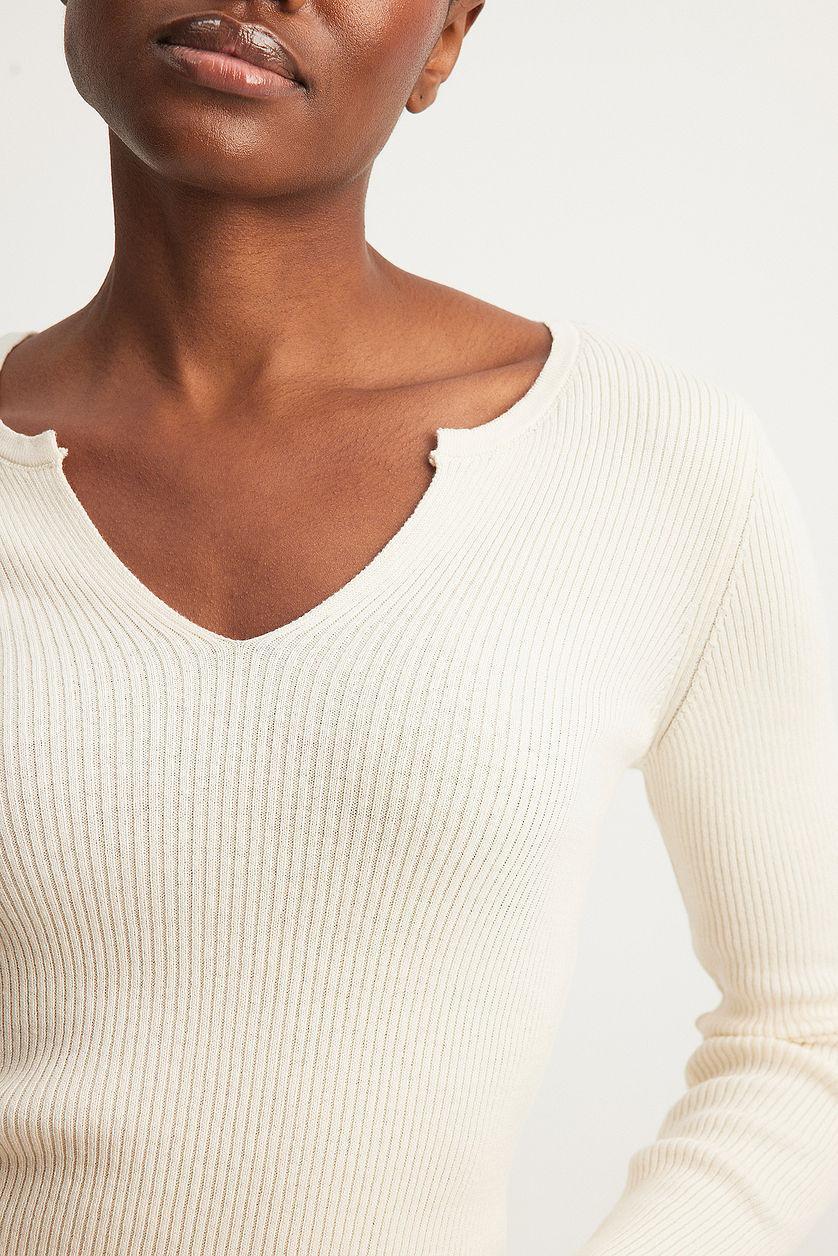 V-detail Light Rib Knitted Sweater Product Image