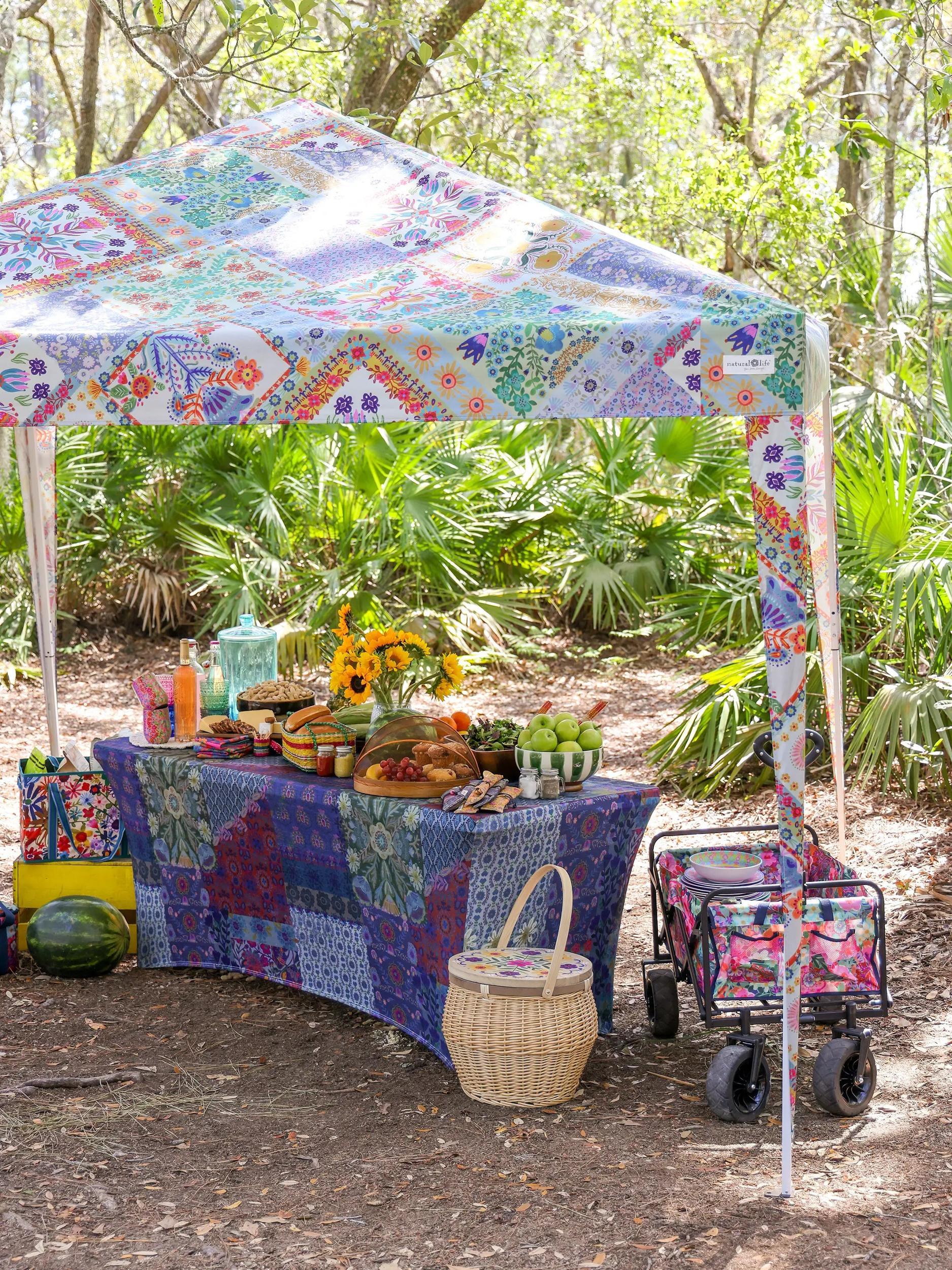 Live Happy Instant Canopy Tent - Dark Teal Floral Product Image