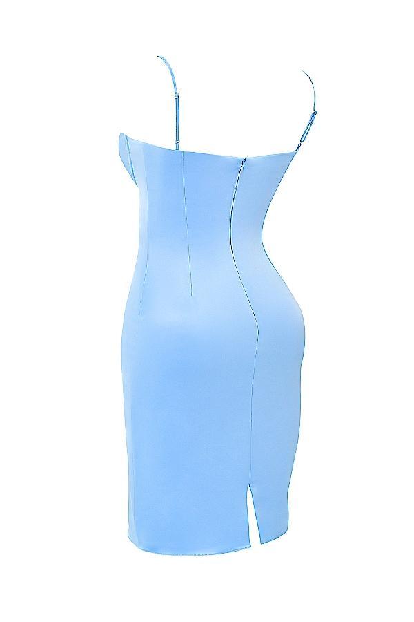 Jamiah Soft Blue Satin Midi Dress Product Image