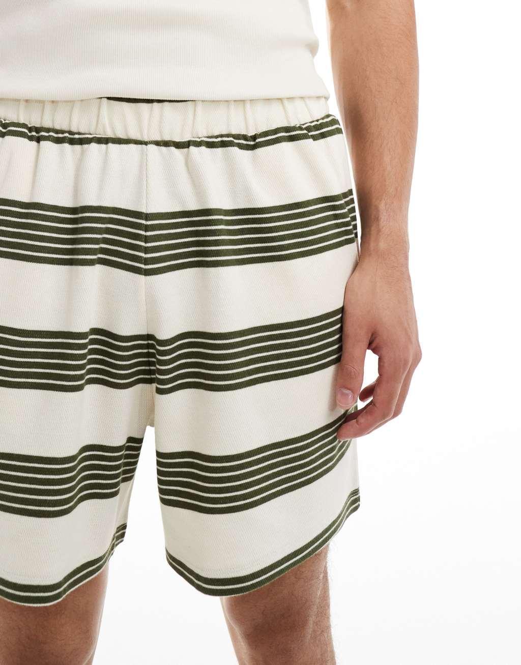 ASOS DESIGN lounge shorts in green stripe Product Image