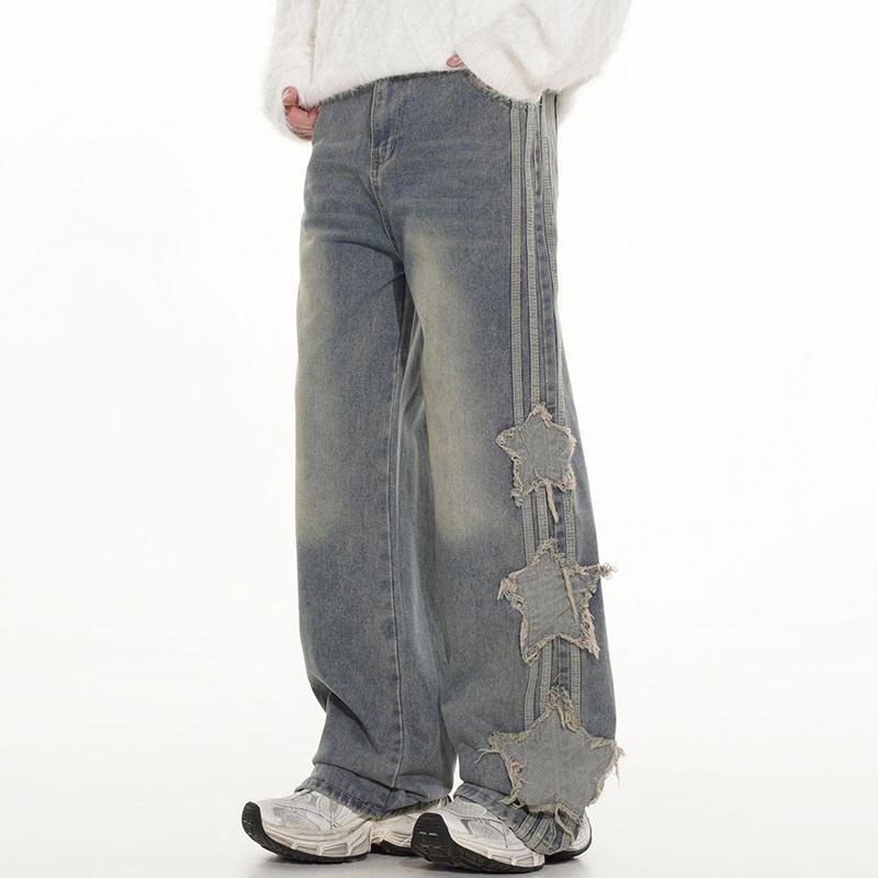 Vintage Street Star Patch Patchwork Jeans Product Image