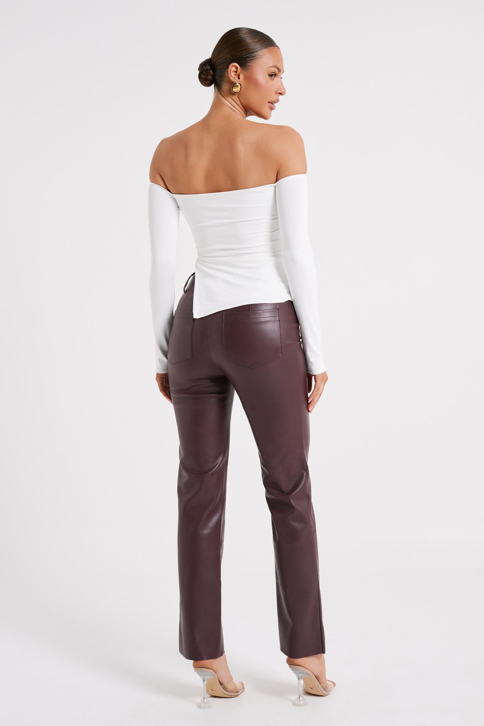 Laurette Faux Leather Straight Leg Pant - Dark Chocolate Product Image