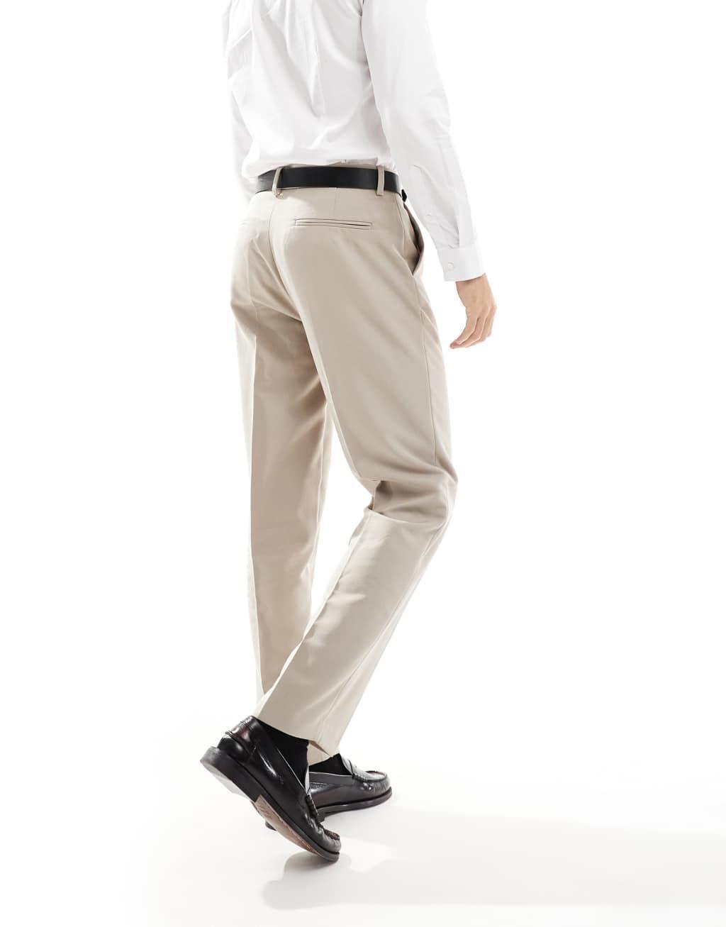 ASOS DESIGN dressy straight leg pants in stone Product Image