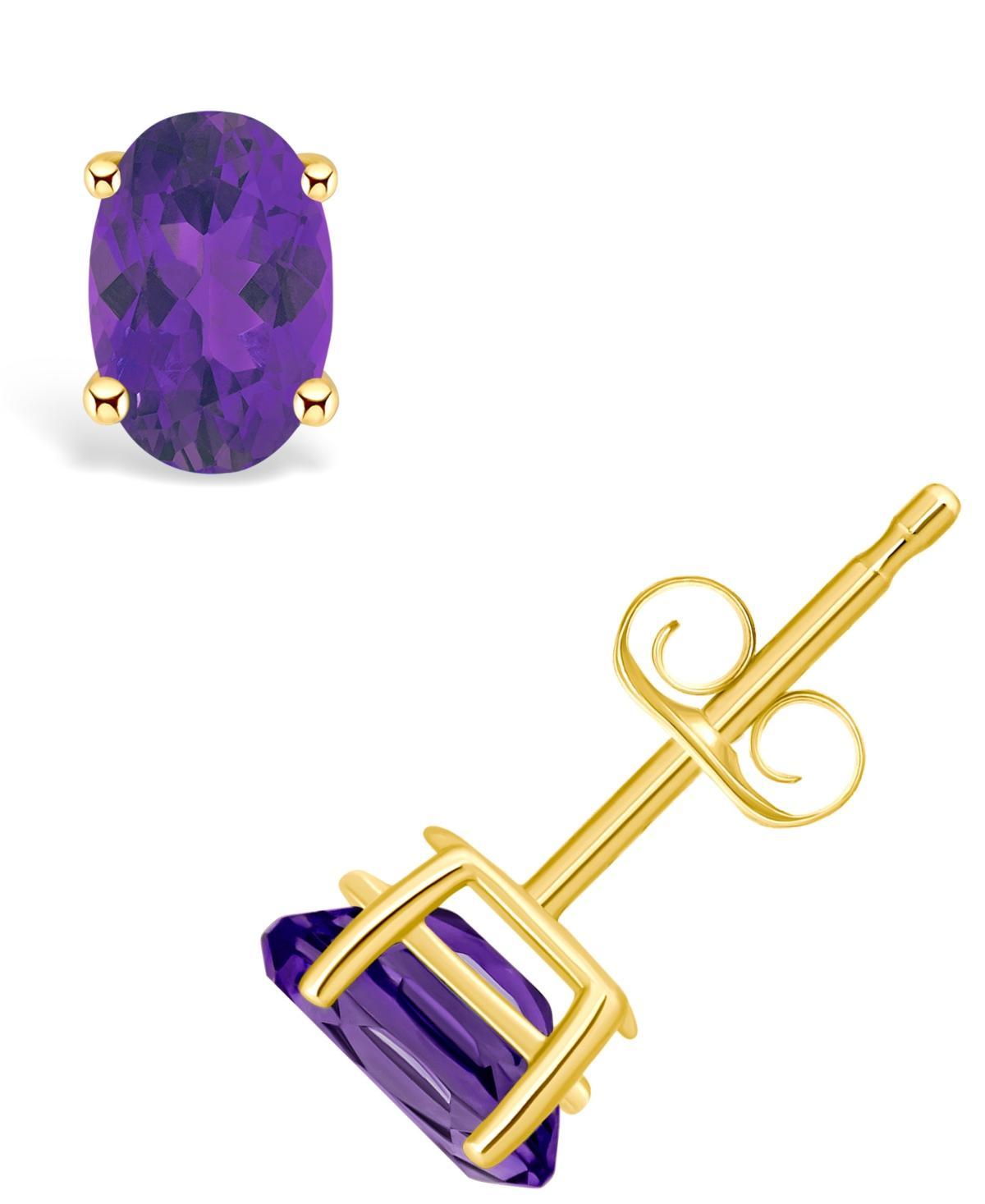 Celebration Gems 14k Gold Oval Gemstone Stud Earrings, Womens, Red Product Image