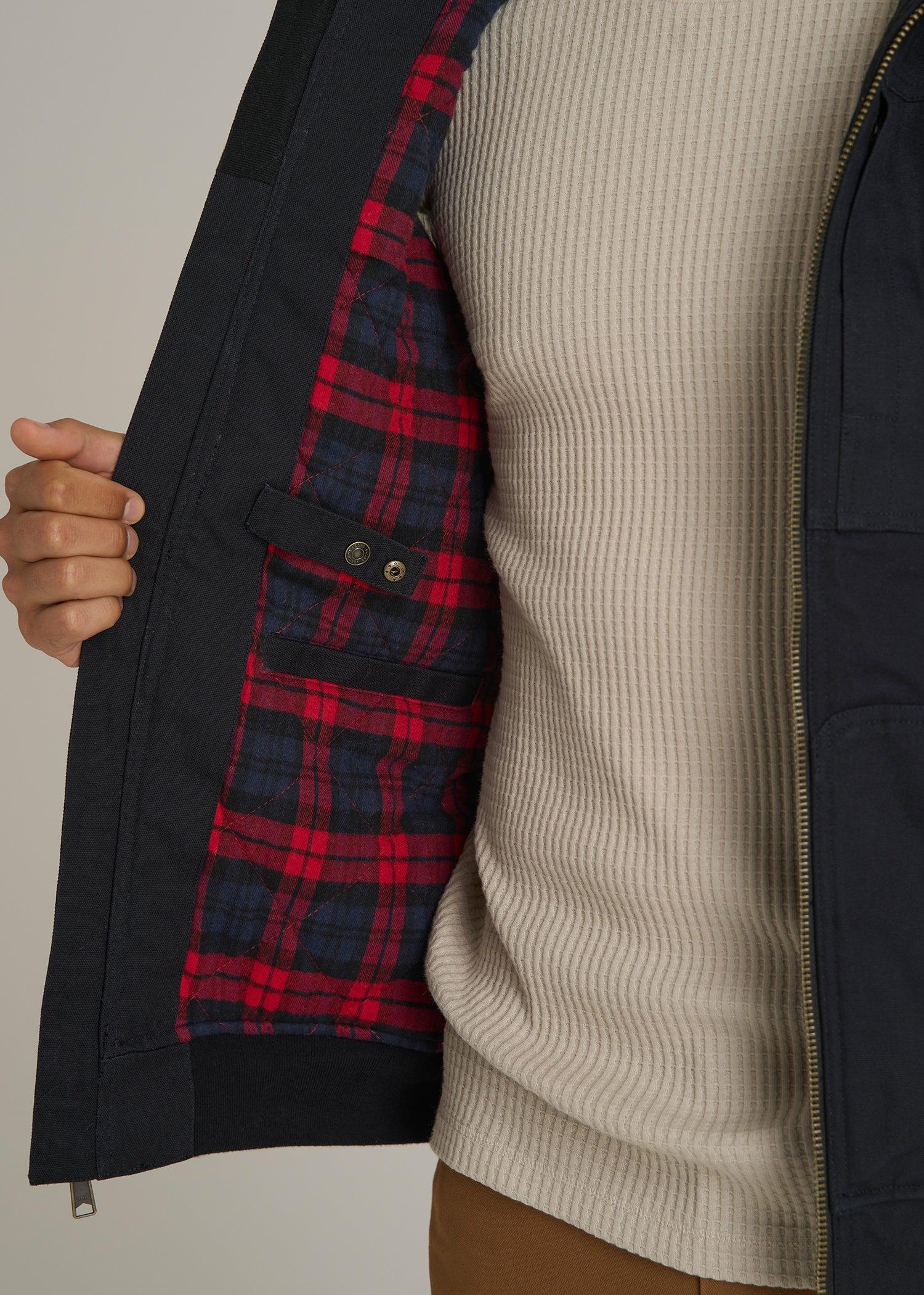 LJ&S Flannel-Lined Canvas Work Vest for Tall Men in Black Male Product Image