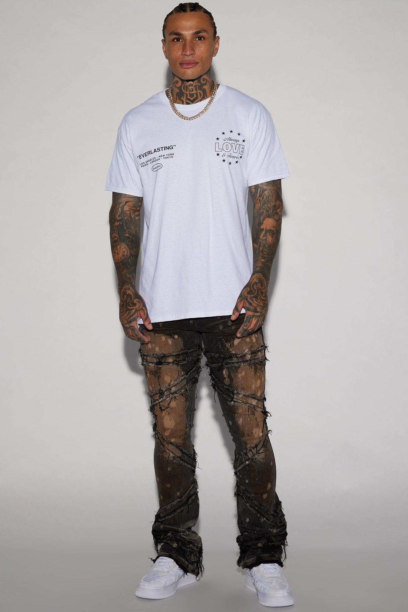 Upright Fray Stacked Skinny Flare Jeans - Black Wash Product Image