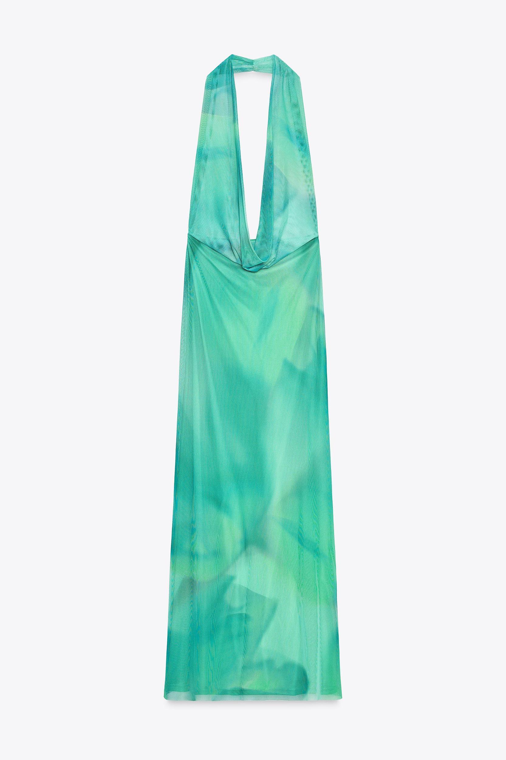 PRINTED TULLE LONG DRESS Product Image