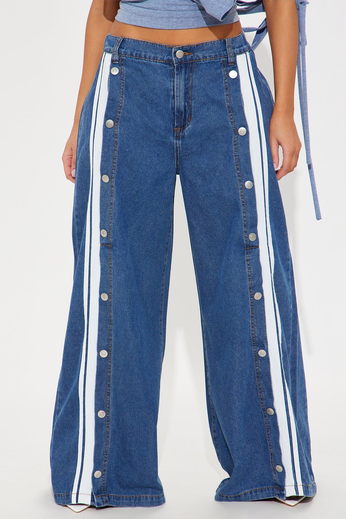 Paulette Non Stretch Snap Wide Leg Jeans - Dark Wash Product Image