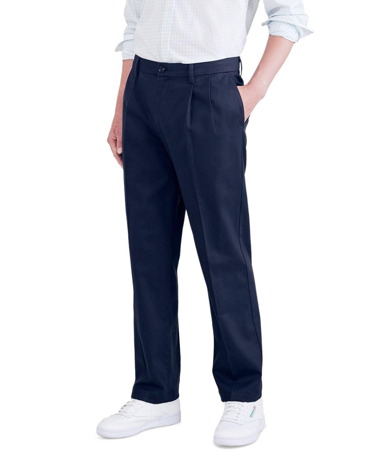 Big & Tall Dockers® Signature Iron Free Stain Defender Classic Fit Pleated Pants, Men's, Size: 44X30, Blue Blazer Product Image