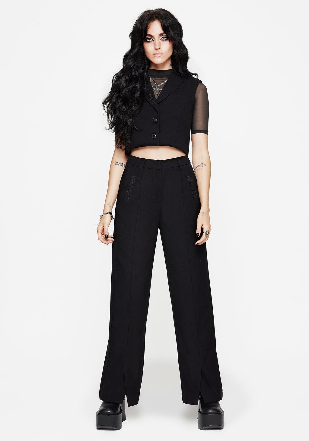 Thora Embroidered Front Split Tailored Trouser Product Image