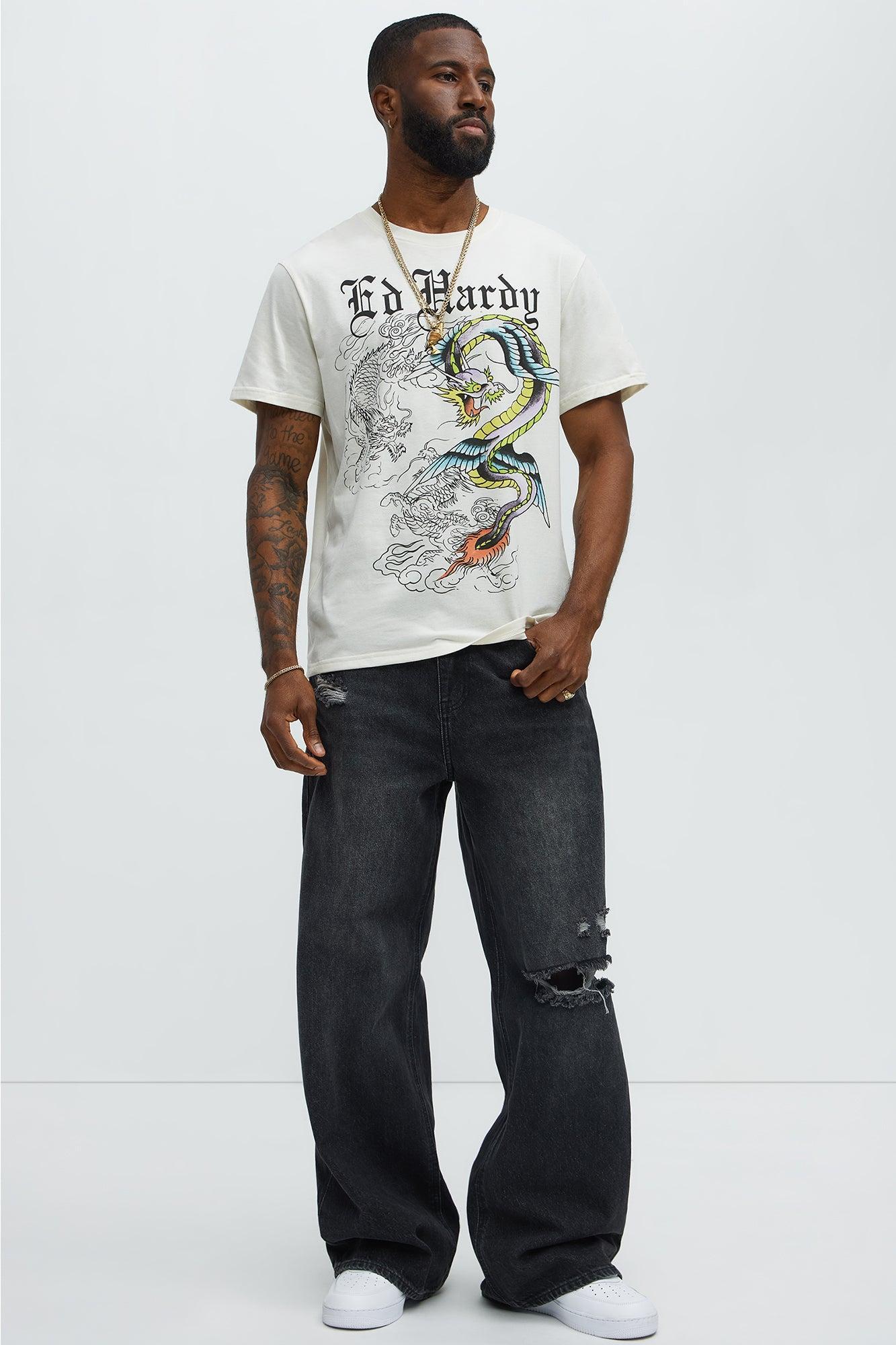 Ed Hardy Serpent Short Sleeve Tee - Ivory Male Product Image