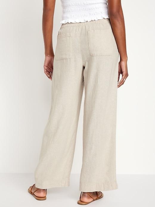 High-Waisted Linen-Blend Wide-Leg Pants Product Image