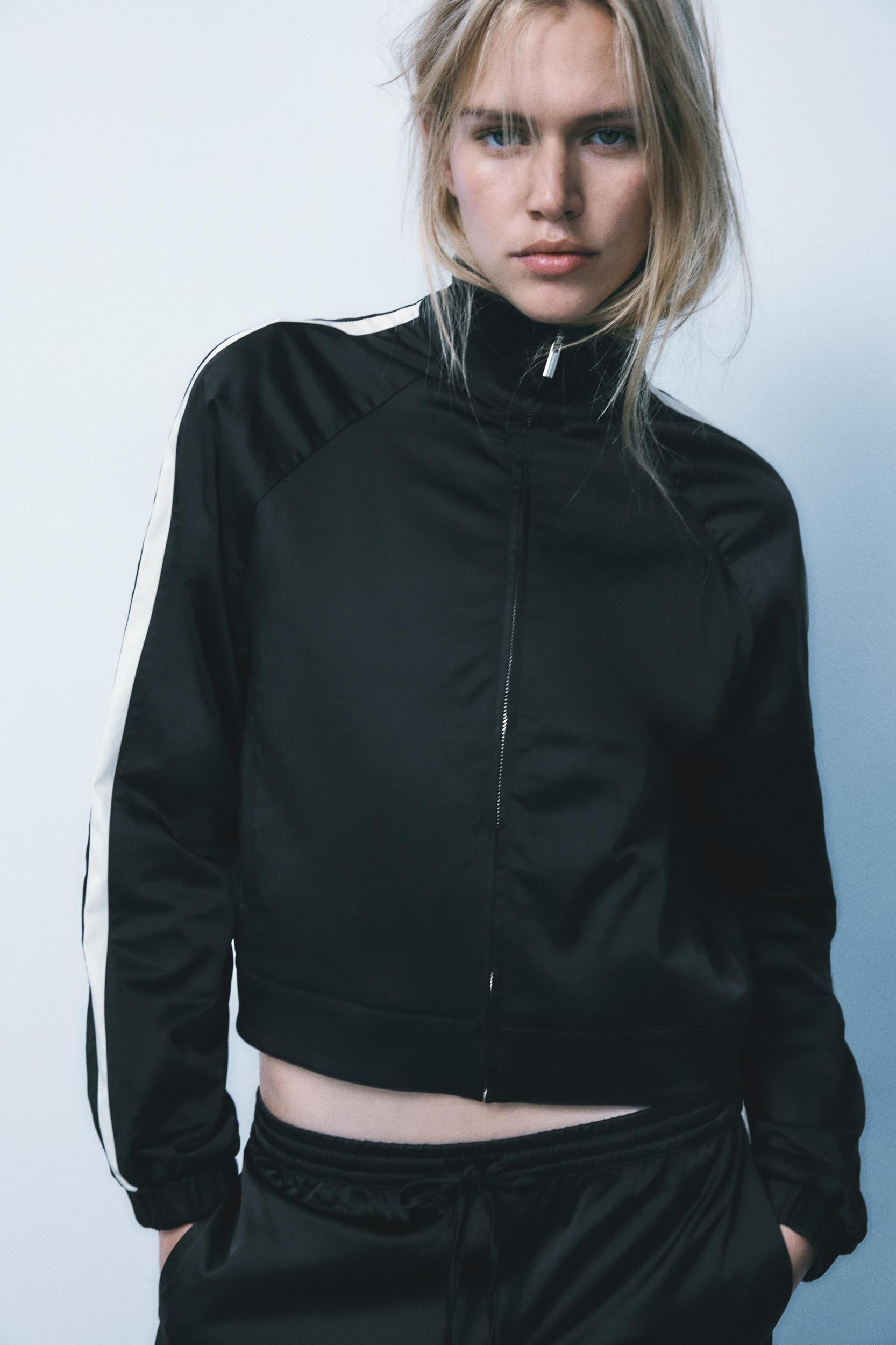 SIDE STRIPE SATIN EFFECT JACKET Product Image