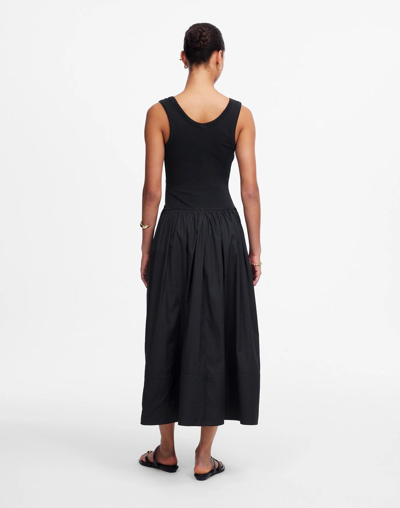 Mixed Poplin Scoopneck Maxi Dress Product Image