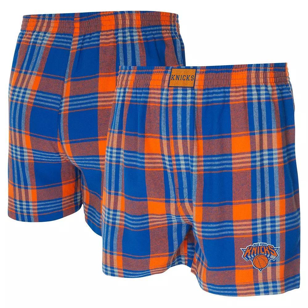 Men's Concepts Sport Blue New York Knicks Region Flannel Boxer Short, Size: Medium Product Image