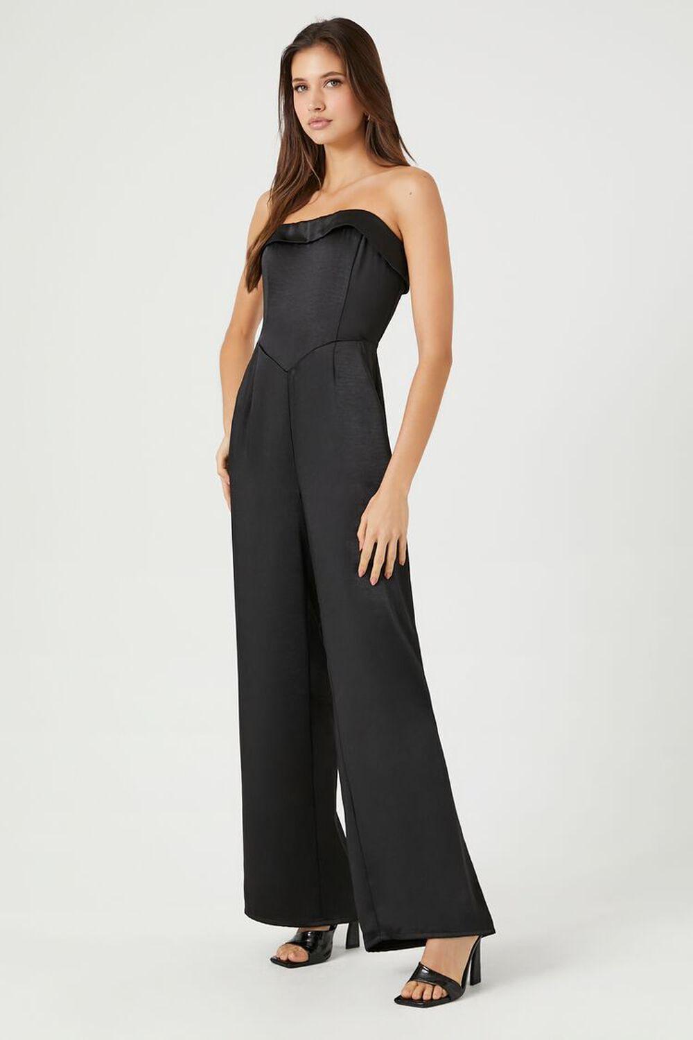 Satin Foldover Strapless Jumpsuit | Forever 21 Product Image
