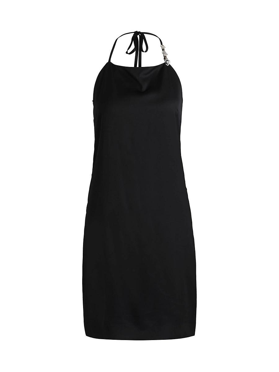 Womens Halter-Strap Dress in Satin with Crystal Trim Product Image