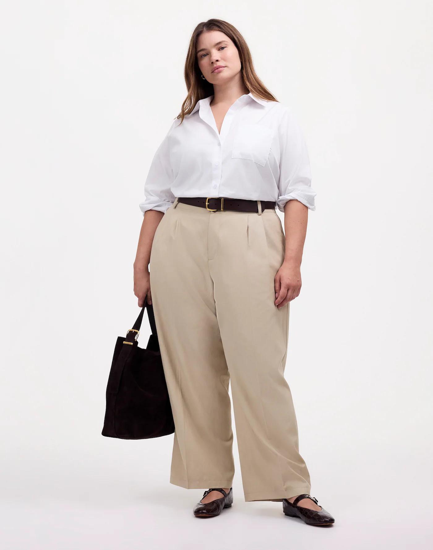 Plus Easy Y-Neck Button-Up Shirt Product Image