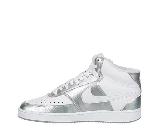Nike Court Vision Mid-Top Women's Shoes, Size: 6.5, White Grey Silver Product Image