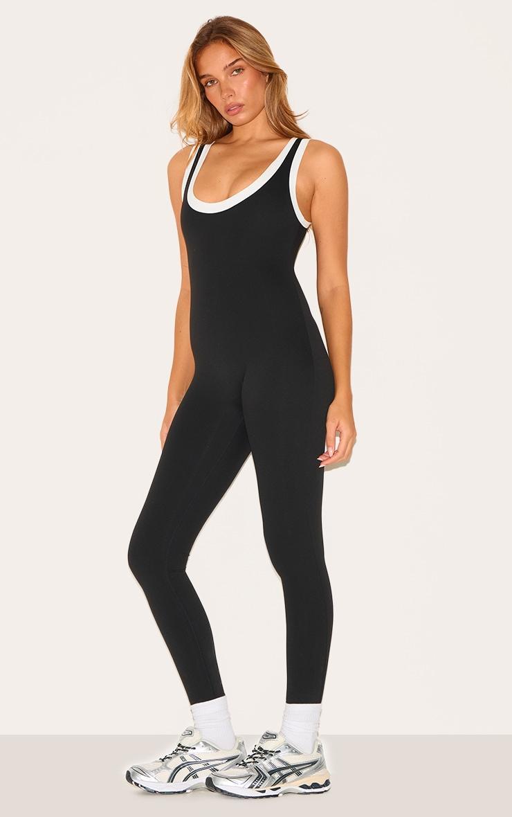 Black Sculpt Contrast Binding Unitard Product Image