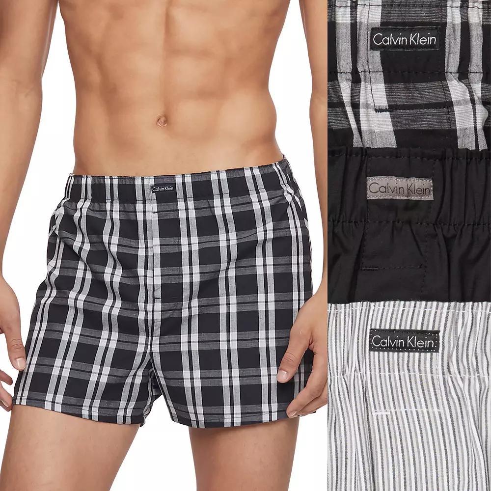 Men's Calvin Klein 3-pack Cotton Classics Woven Boxers, Size: Small, Black Patterned Product Image