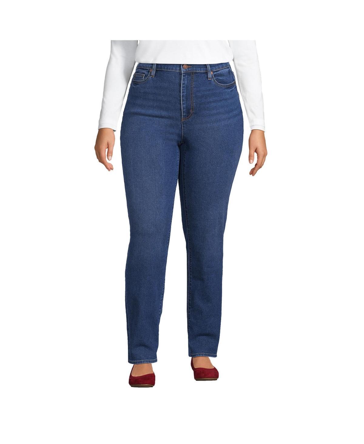 Plus Size Lands' End Recover High Rise Straight Leg Jeans, Women's, Size: 22WX32, Blue Tide Blue Product Image