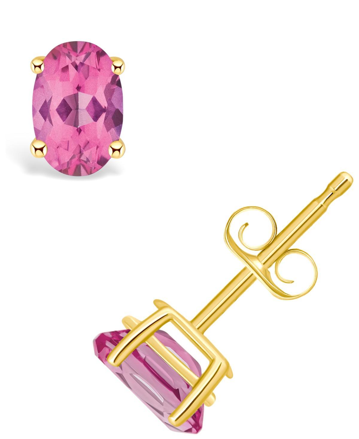 Celebration Gems 14k Gold Oval Gemstone Stud Earrings, Womens, Red Product Image