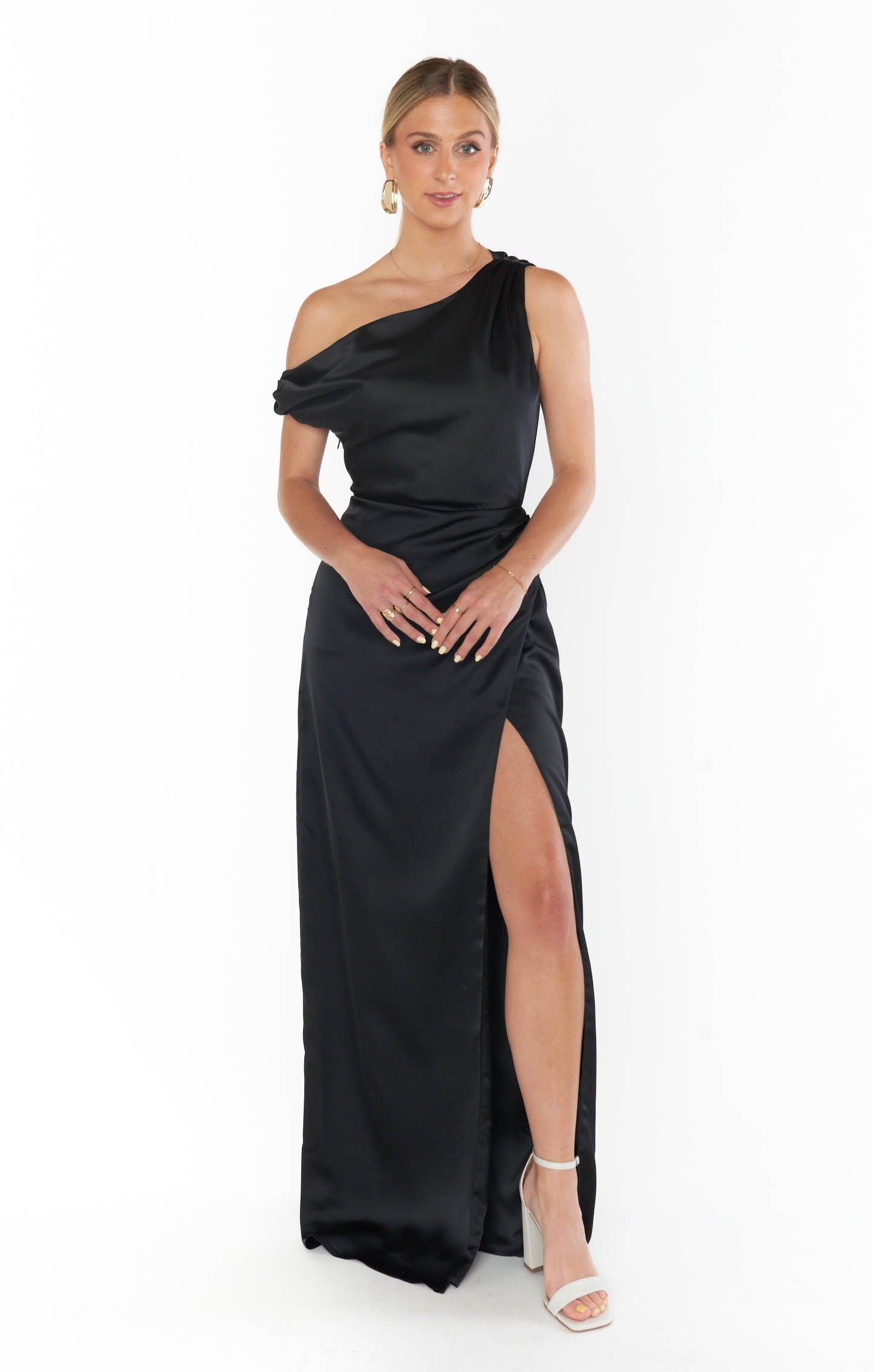 Jodie Dress ~ Black Luxe Satin Product Image