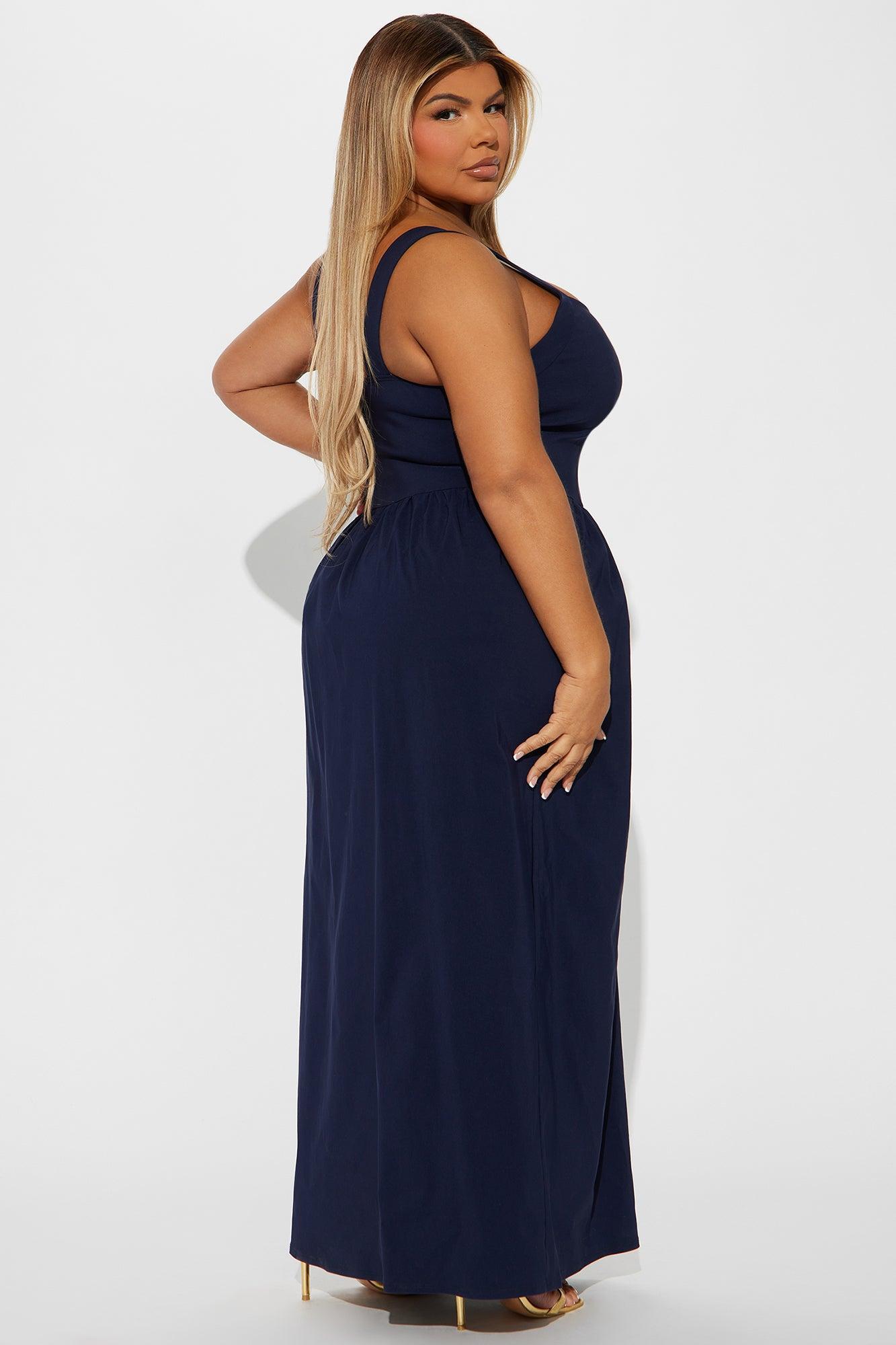 Joanna Poplin Maxi Dress - Navy Product Image