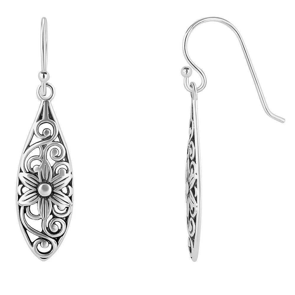 PRIMROSE Sterling Silver Oxidized Filigree Flower Drop Earrings, Women's Product Image