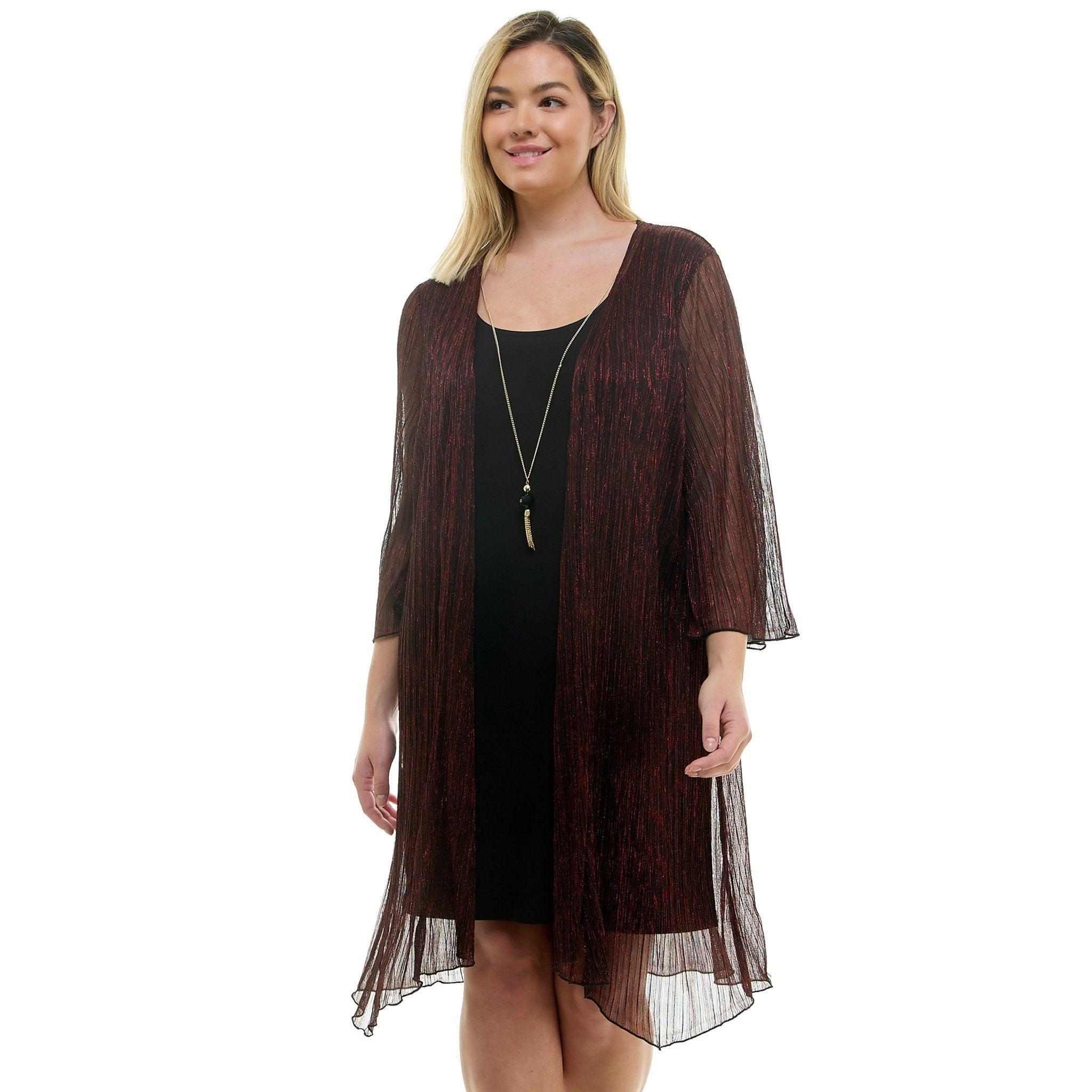Sara Michelle 3/4 Bell Sleeve 2Fer Dress And Necklace - Plus Product Image