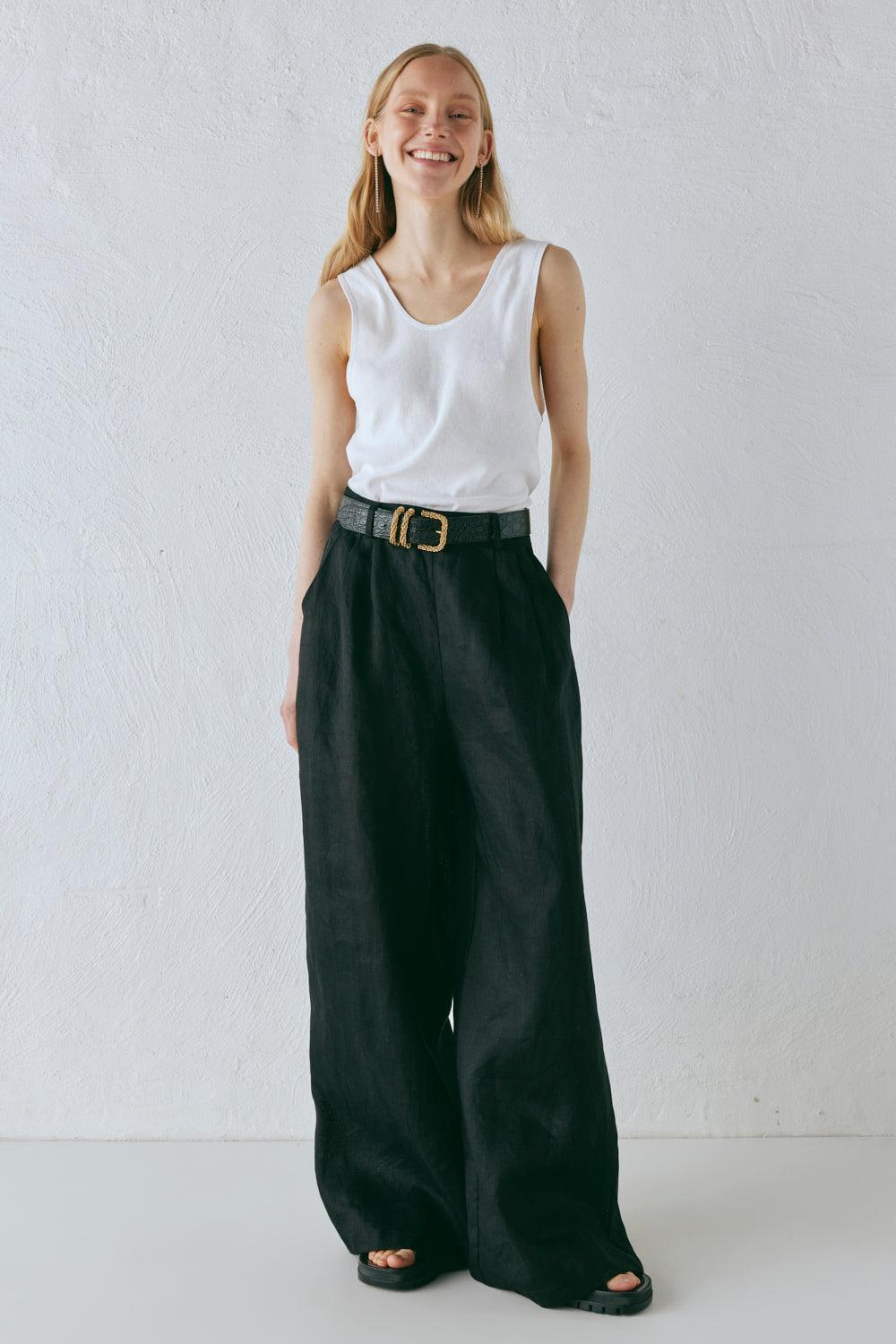 Energy Flows Linen Pants Black Product Image