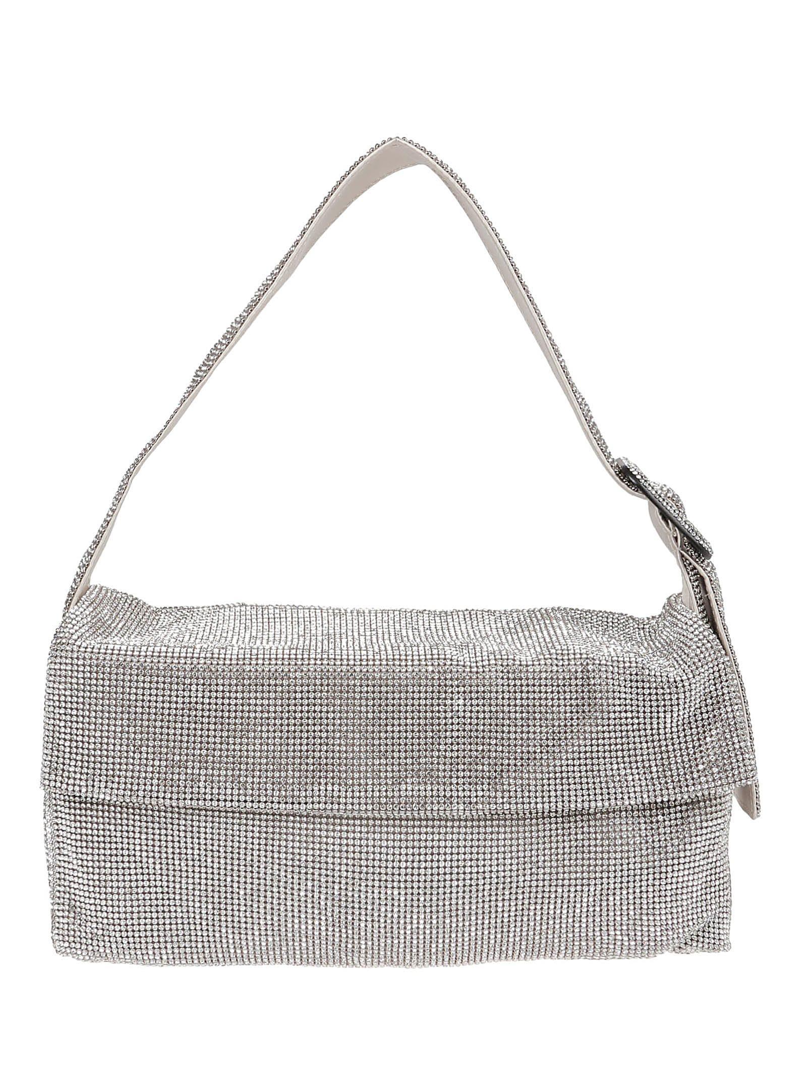 BENEDETTA BRUZZICHES Vitty La Grande Foldover Shoulder Bag In Crystal On Silver Product Image