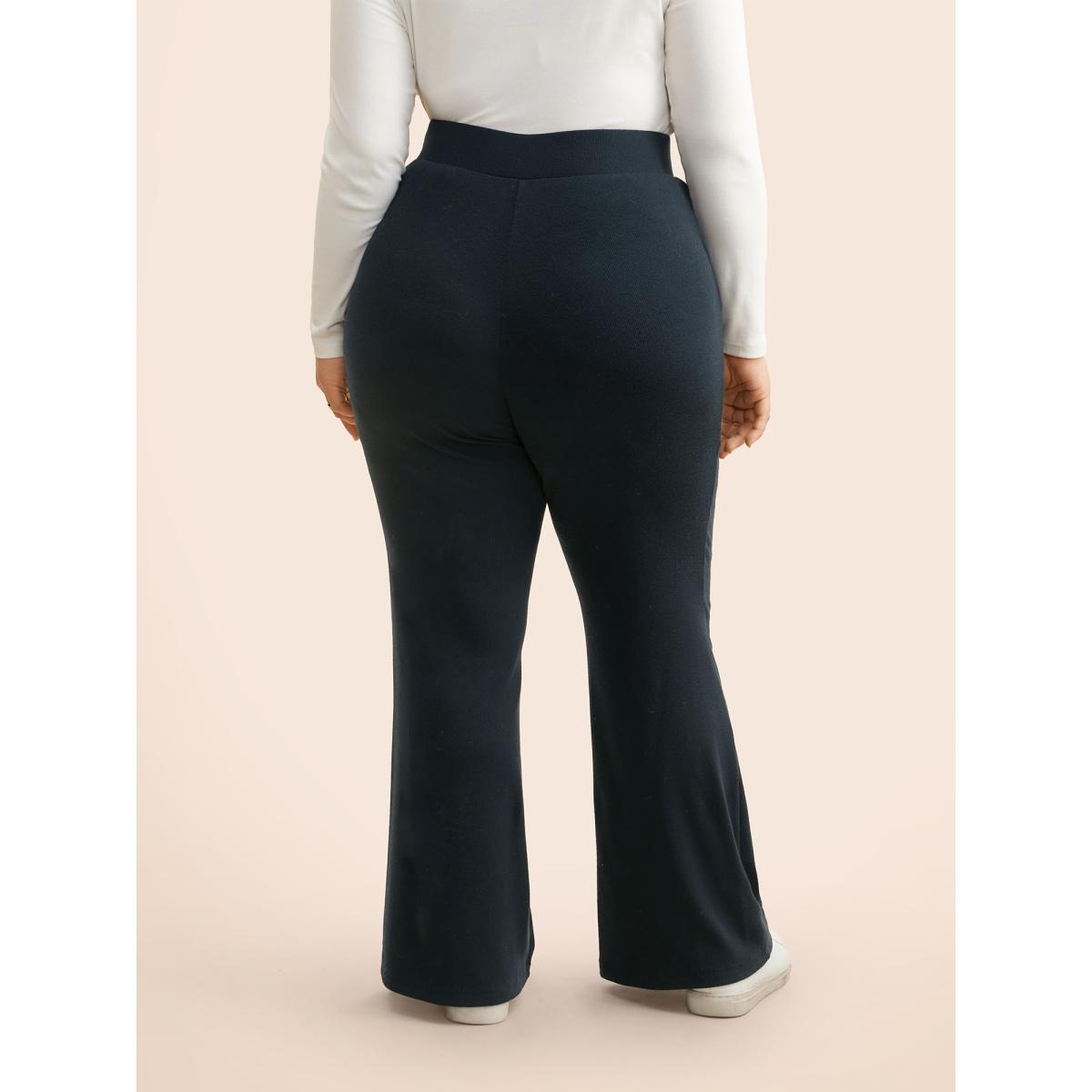 Plus Size Supersoft Essentials Elastic Waist Flared Leggings Women Indigo Casual Medium stretch Bootcut Mid Rise Everyday Leggings BloomChic 12/L Product Image