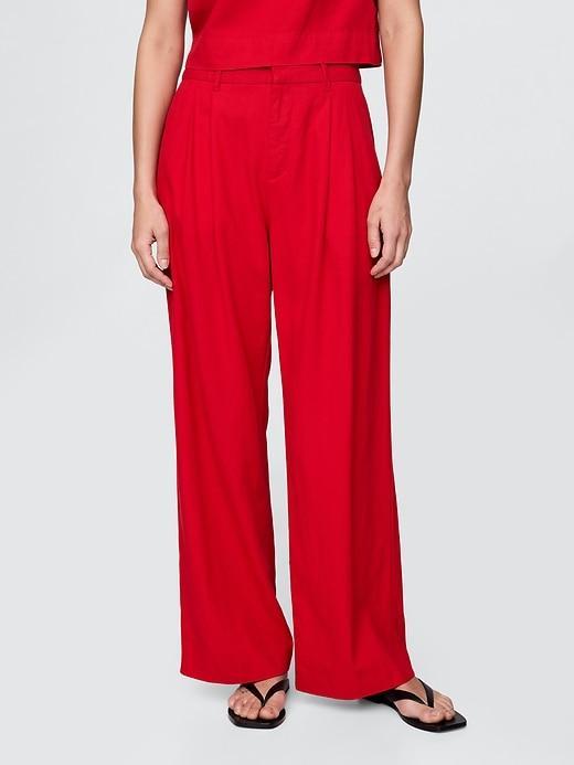 365 High Rise Linen-Blend Trousers Product Image