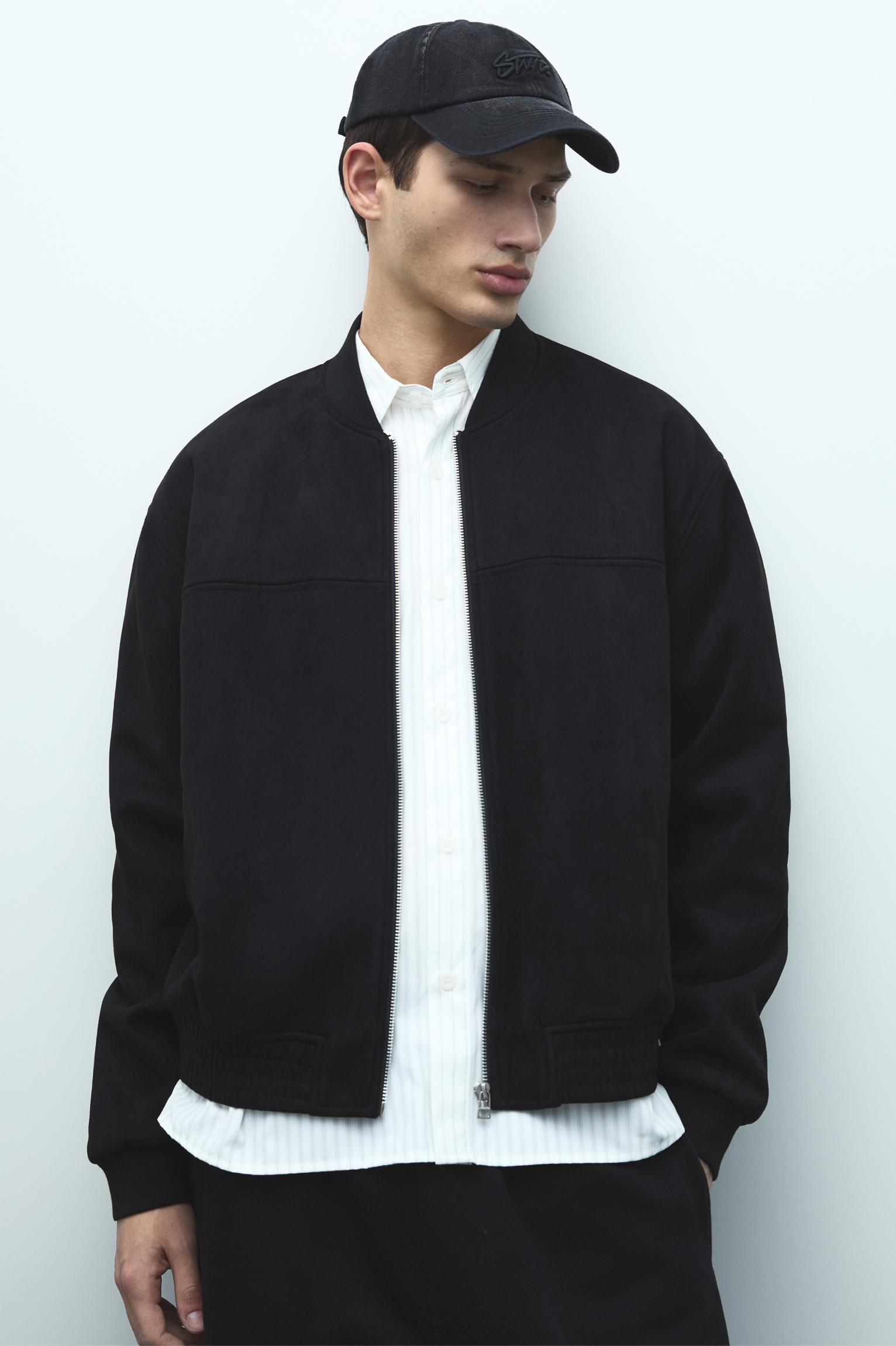 Faux suede bomber jacket Product Image